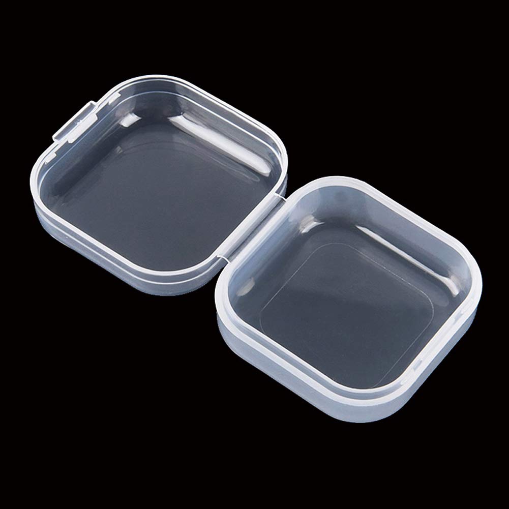 Plastic Beads Storage Containers - Mini Clear Square Box Empty Case with Lid for Earplugs, Pills, Jewelry, Hardware or Any Other Small Craft Gadgets (40 Pieces 1.37 x 1.37 x 0.7 Inches)