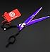 Purple Dragon 8.0 inch Professional Pet/Dog Grooming Hair Cutting Scissor/Shear with Bag- 440C Stainless Steel - Perfect for Pet Groomer or Home DIY Use