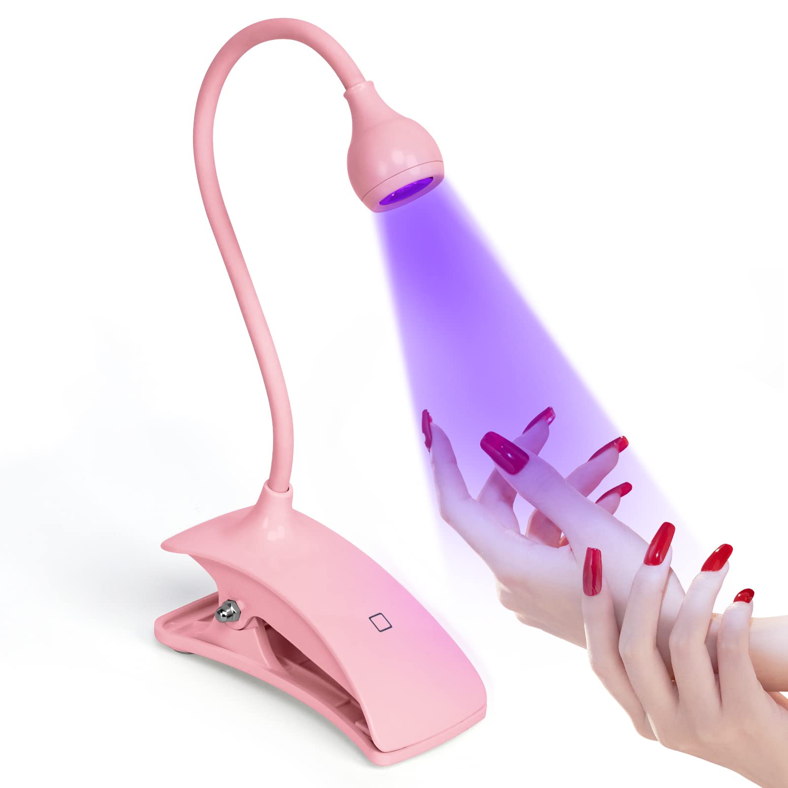 Photo 1 of AORAEM UV Nail Lamp Gooseneck UV Light for Gel Nails Touch Flash Cure Lamp USB Plug Play Nail Dryer with Clamp, Portable LED Gel Light 3 Level Timing Professional Home DIY Manicure Salon, Pink