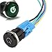 ESUPPORT 16mm 12V 3A Car Green LED Light Power Metal Push Button Toggle Switch Socket Plug Latching Black Shell