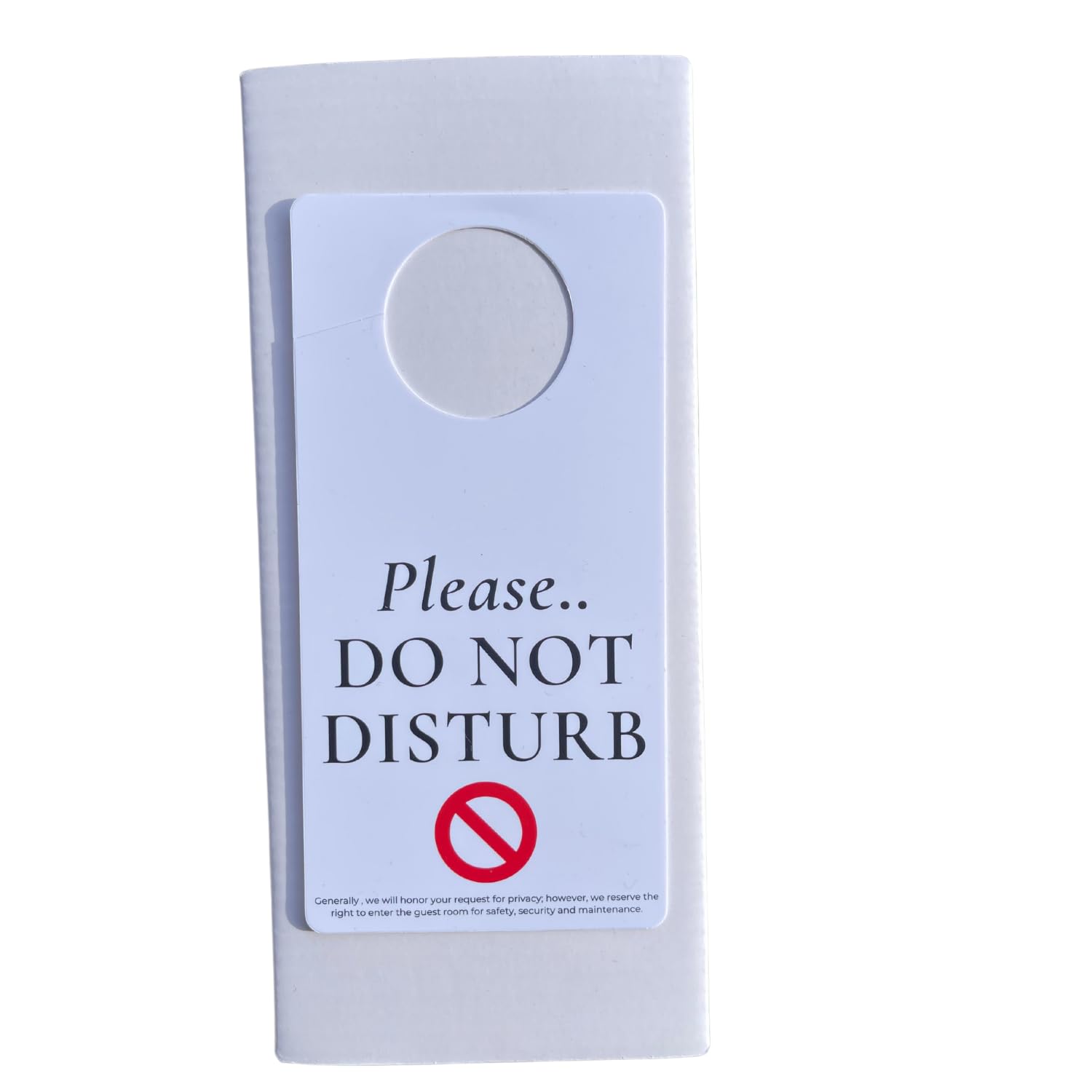 Photo 1 of Hotel DND Do Not Disturb sign hanger for door, Sold in bulk Pack of 100 DND hanger signs. Same design both sides. Made with durable and thick PVC materials, 3 inch by 6 inch size. Suitable for Hotels