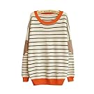 Tobey Stripe Batwing Loose Round Neck Long Sleeve Pullover Cardigan Retro Kintted Sweater Hoody Hoodie Tops Jumper For Women Girl Lady, Comes with "eYourlife2012" Store Necklace (Off-white)