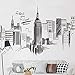 iwallsticker 210 133CM Black Modern City Silhouette Cityscape Skyscraper Wall Decals, Living Room Bedroom Removable Wall Stickers Murals