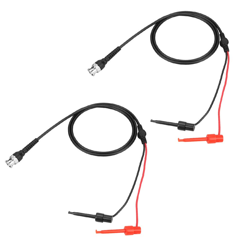 2Pcs Oscilloscope Probes Clip Test Lead Grabbers Coaxial Cable Coax Mini BNC to Dual Testing Plunger Hook for Testing Work for MechanicalAnalyzers and Data Acquisition