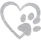 Rhinestone Dog Paw Stickers Self-Adhesive Glitter Paw Print Car Sticker Vinyl Waterproof Bling Car Decals Exterior Accessories Sparkle Love-Heart Decals for Laptops Bags Luggage Window Decoration
