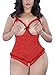 Rainlover Women Sexy Plus Size Lingerie Open Cup Crotchless Bodysuit Teddy (Red, XXXXXL)