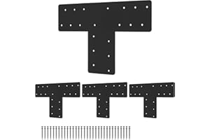 XIHUWZ 4 Pcs T Post Bracket,16.9"x12"T Flat Mending Plate Joining Brackets, Connecting Brackets, T Shape Strap Plate Fit 4x4,6x6 for Repair House,Pavilion,Truss framing