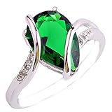 Empsoul Women 925 Sterling Silver Natural Fancy Plated Emerald Quartz Topaz Engagement Love Promise Ring