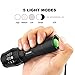 Flashlights T6 LED Handheld Torches Flashlights Brightness with Adjustable Focus and 5 Light Modes, Outdoor Water Resistant for Comping Hiking etc (Black, T6-2)…