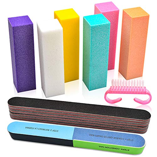 Professional Nail Files and Buffers Kit, 100/180 Grit Emery Boards for
