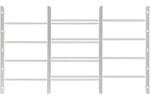 HOUSAGIES Grisham AWG Fixed Window Security Bars,(White, 4Bars)18''H x 22''- 38''1/2 Adjustable Width Window Safety Guards for Children, Tubular Steel, Rust Resistant