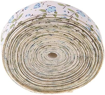 Laz Tipa - 15mm Width 5 Yard Floral Ribbon Clothing Tape Label DIY Craft Bowknot Sewing Accessory DIY Handmade Hairbow Ribbon Wedding Decor (Blue)