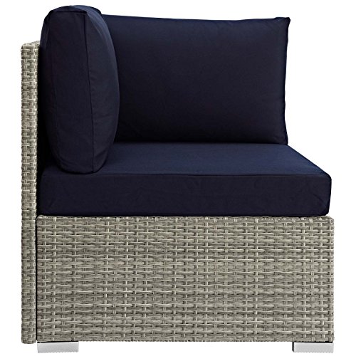 Modway Repose Wicker Rattan Outdoor Patio Corner Sectional Sofa Chair