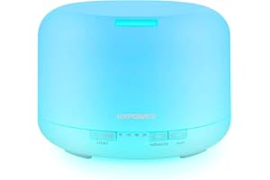 URPOWER Upgraded 500ML Essential Oil Diffuser Humidifiers Ultrasonic Aromatherapy Diffusers with 4 Timer Settings and Waterless Auto Shut-Off for Home Office Living Room Yoga Spa