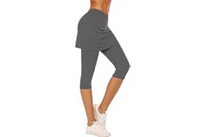 Women Tennis Skirt Leggings High Waist Tummy Control Athletic Yoga Skorts Capri Golf Pants Stretch Workout Clothing
