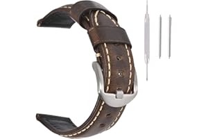 Vintage Leather Watch Band EACHE Watch Strap Oil Wax/Discolored Litchi Grain Genuine Leather Replacement Watchband for Men for Women 18mm 19mm 20mm 21mm 22mm 23mm 24mm