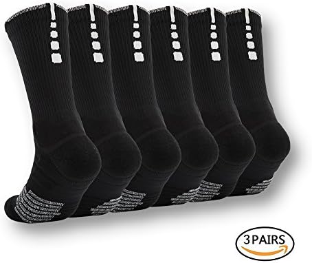 Yingdi Mens Basketball Socks, Athletic Compression Socks for Sports and Outdoor Activities -- Pack of 3 pairs