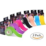 Giwil 2 Pack Kinesiology Tape Pro Sports & Athletic & Physix Gear Sport Taping , 2" x 16.5' Uncut, Waterproof Muscle Support Adhesive, Physio Therapeutic Aid Elastic Kinesiology Therapeutic Tape Beige
