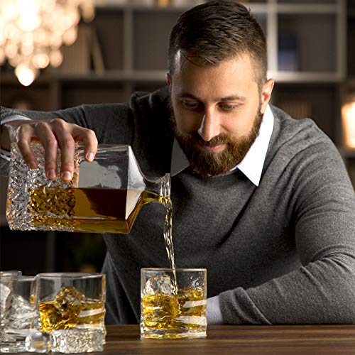 image for keller and kross Whiskey Decanter and Glass Set, Genuine Lead Free Cry