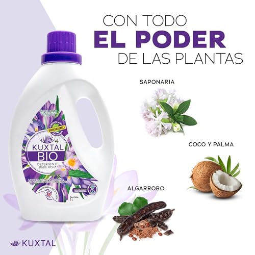 KUXTAL Detergente y Suavizante para Ropa, Hechos con Ingredientes Naturales, Limpieza Profunda y Ropa Suave, Aroma Floral y Pino, Suave con la Piel Sensible, Biodegradables Certificación OECD 301-A