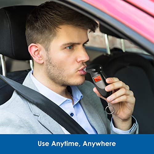 Breathalyzer, Portable Keychain Breath Alcohol Tester for Driver, Highly-Accurate Result Digital Battery Power with 5 Mini Mouthpieces