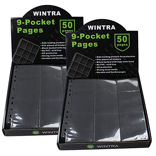 WINTRA 1800 Pockets Trading Card Pages, 9Pocket SideLoading Card