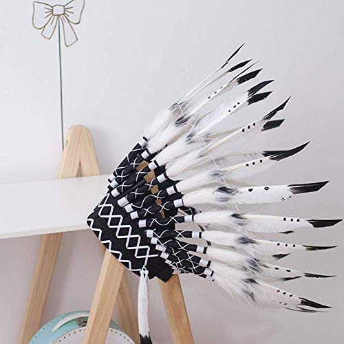 Native American Indian Feather Headdress Headwear 15.53-17.71inch(White) - Thumbnail 5
