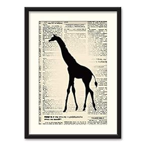 Black Paper Framed Canvas Wall Art for Living Room, Bedroom Animals or Plants Pop Up Vintage Newspaper Backgroud Canvas Prints for Home Decoration Ready to Hanging - 23x31 inches