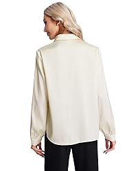 MakeMeChic Women's Satin Silk Long Sleeve Blouse