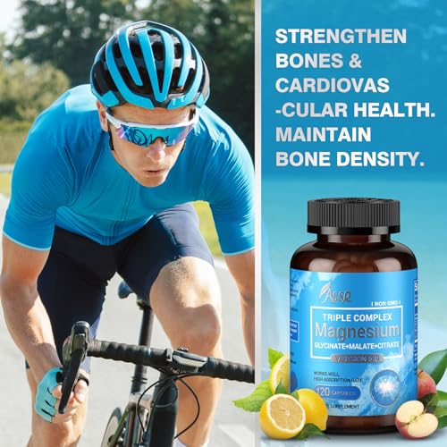 ASSR Triple Magnesium Complex – 300mg Magnesium Supplement with Glycinate, Malate & Citrate – Supports Relaxation, Muscle & Nerve Function – High Absorption, Vegan, Non-GMO, 120 Capsules