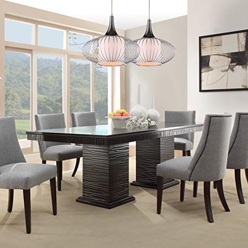 Extendable Dining Table Mid-Century and Modern Mixed Uniquely in Sophisticated Deep Espresso Finish Routed Accent Apron Plus FREE GIFT
