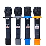 Auch 4 Sets Shakeproof Wireless Handheld Microphone Anti-Rolling Mic Protection Silicone Ring & Bottom Rod Sleeve Holder Set for KTV Device, Multi-Colored