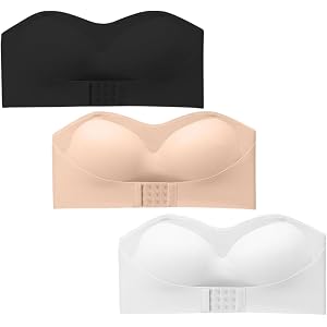 Amuhou Teen Girls Bandeau Bra Training Bras with Clear Straps, Removable Padding Sport Crop Top Seamless