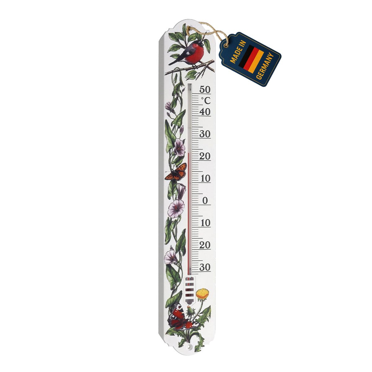 TFA Indoor/Outdoor Thermometer with Robin and Butterfly Design