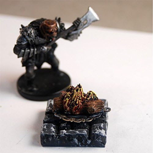 Painted Miniature campfire built as terrain scenery for 25mm wargames (such as Hordes or Warmachine), and Role Playing Games (RPG) like Dungeons and Dragons (D&amp;D)