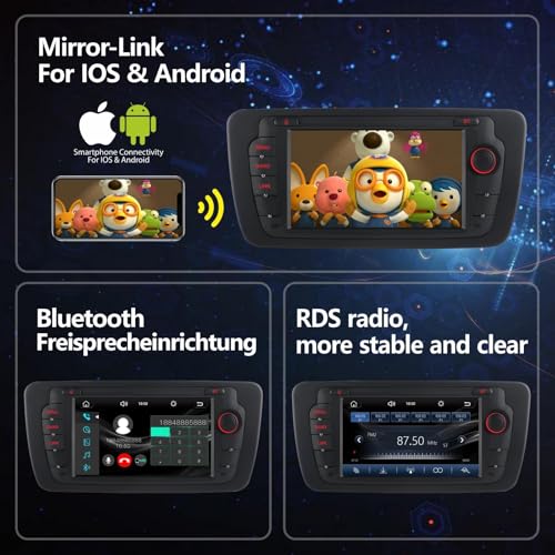Car Radio for Seat Ibiza 6J 2009-2014 Wireless Radio Carplay/Android Car IPS Touch Screen/Bluetooth/Mirror Link/FM/AM/RDS/USB