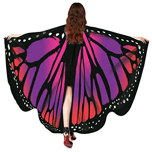 Monarch Butterfly Wings,Kemilove Prop Soft Fabric Butterfly Wings Shawl Fairy Ladies Nymph Pixie Costume Accessory (Women,168135CM, B - Red)