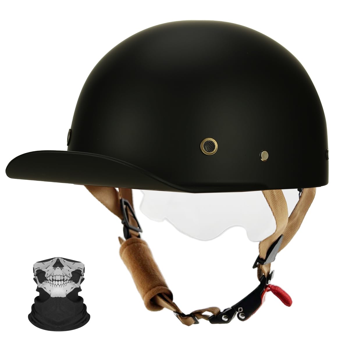 Qudas Baseball Cap Motorcycle Half Helmet, Vintage Street Adults Men ...
