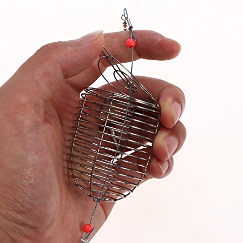 image for LIOOBO Stainless Steel Fishing Bait Cage Lure Cage Bait Fishing Trap B