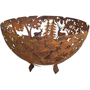 Steel Fire Globe Fire Pit Bowl Fire Ball Features Deer And