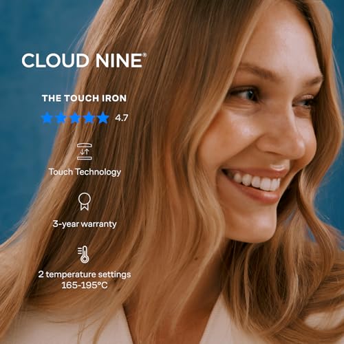 CLOUD NINE The Touch Iron Hair Straightener | Variable Temperature Control Quick Heat Touch Technology Ceramic Floating Plates Spring Flex Styling