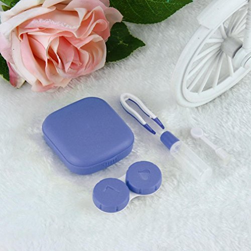 AMA(TM) Portable Bottle Mini Contact Lens Case Box Travel Kit Easy Carry Mirror Container Holder (Purple)