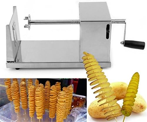 French Fries Potato Cutter, Mexidi Stainless Steel Multi-Functional Potato Chipper Slicer Spiral Twister Vegetable Cutter (Silver)