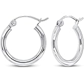925 Sterling Silver Hoop Earrings for Women 3MM 4MM 5MM Round Silver Hoop Earrings for Women Jewelry, 20MM-50MM Diameter