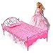 Ameesi 1PC Plastic Miniatures Bedroom Furniture Single Bed for Barbie Dolls Dollhouse