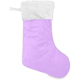 JUMBEAR Purple Solid Color Christmas Stockings Set of 1, 18" Plush Cuff Xmas Hanging Stocking for Family Holiday Xmas Party Decorations