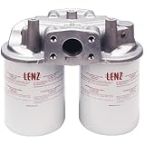 Lenz Spin-On Filter Assembly - Double: 10 Micron, 150 PSI, 100 GPM, 15 PSI Bypass, 1 1/2" NPTF Ports with Indicator Ports, 221045
