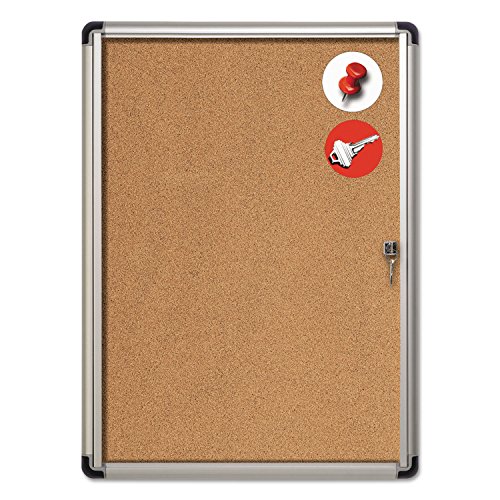 MasterVision VT630101690 Slim-Line Enclosed Cork Bulletin Board, 28 x 38, Aluminum Case