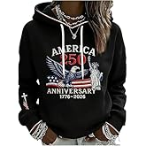 250 Anniversary Usa Shirt Women's Vintage America 250Th Anniversary Faith Print Hoodie Eagle Sweatshirt