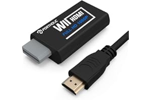 PORTHOLIC Wii to HDMI Converter 1080P for Full HD Device, Wii HDMI Adapter with 3.5mm Audio Jack&HDMI Output Compatible with 